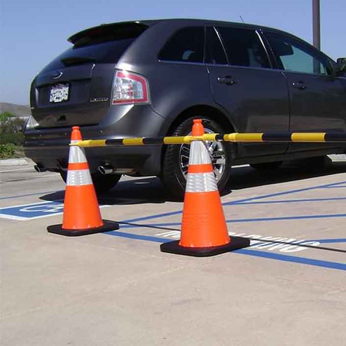 Cone Bar Barricade In Use Parking Lot Image