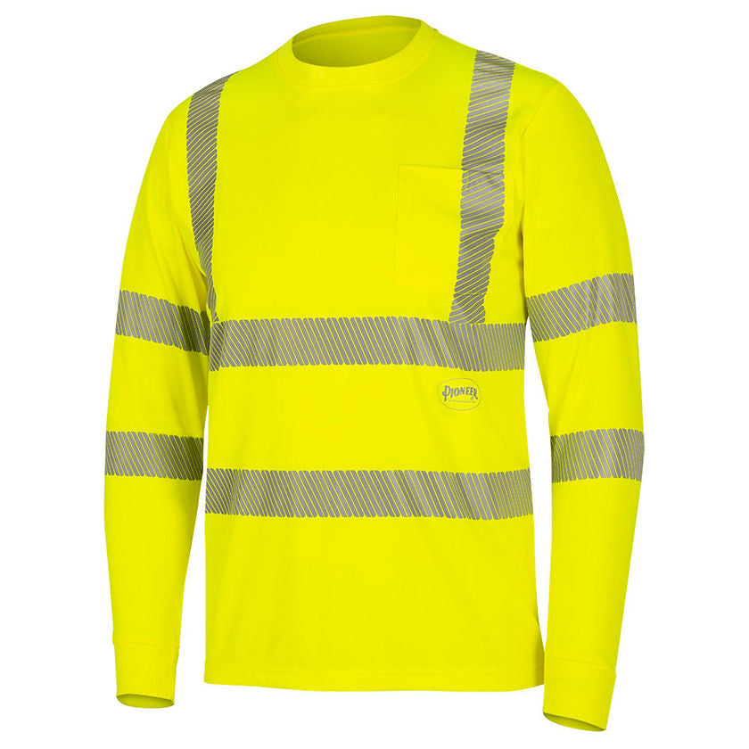 Cooling Long Sleeved Safety Shirt Yellow Green Front View Image