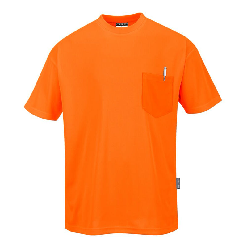 Day-Vis Pocket T-Shirt Non-ANSI in Orange Front View Image
