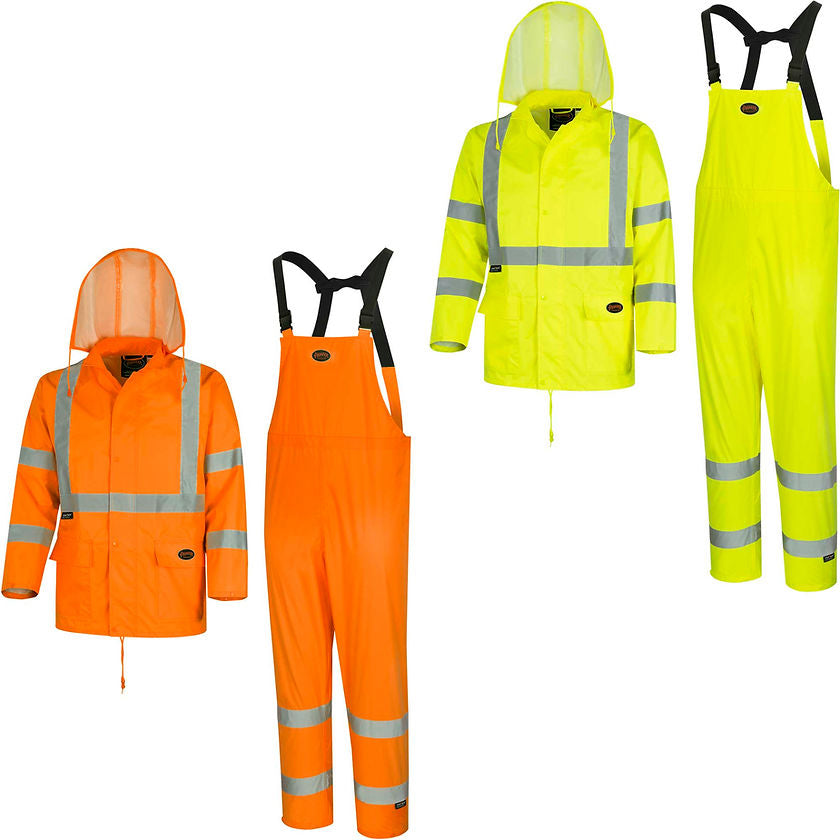 Heavy Duty Hi Vis Rainsuit Orange Yellow Green Front View Image