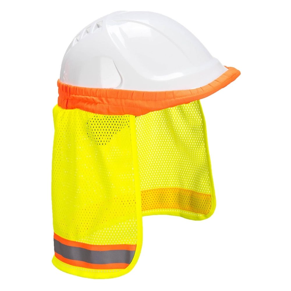 Hi-Vis Hard Hat Mesh Neck Shade Orange Side View Image