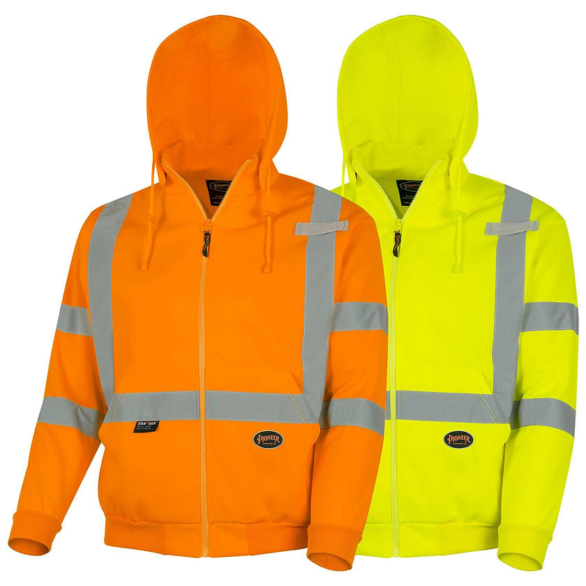 Hi-Vis Hoodie Polyester in Orange and Yellow-Green Front View Image