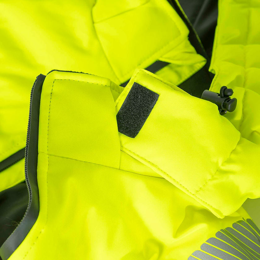 Hi-Vis Quilted Safety Parka Yellow Adjustment Detail Secondary Image