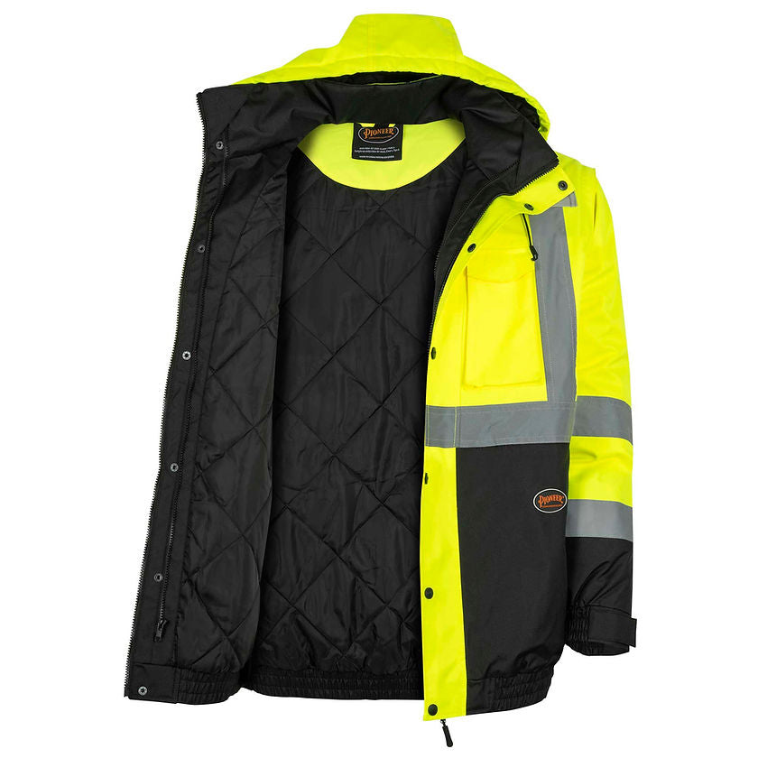 Hi-Vis Waterproof 5 in 1 Jacket With Hood Yellow Front View Secondary Image