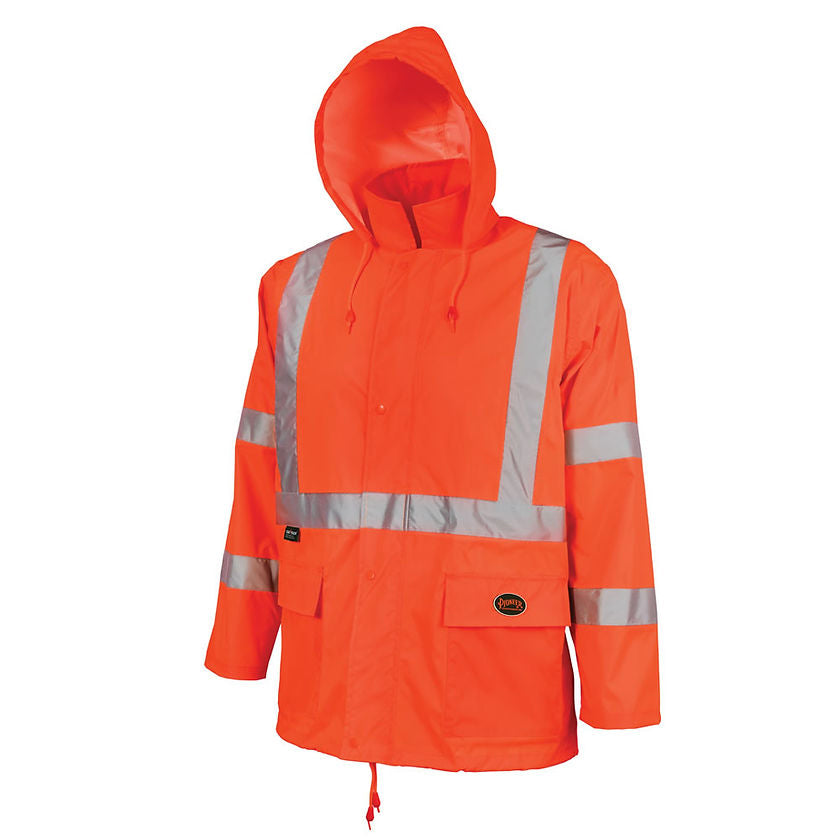 Lightweight Hi Vis Rainjacket Orange Front View Image