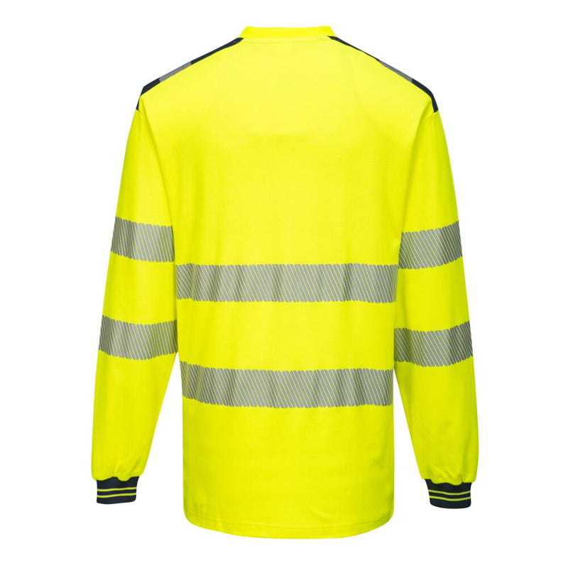 Long Sleeve Hii-Vis Cotton Comfort T-Shirt in Yellow Back View Image