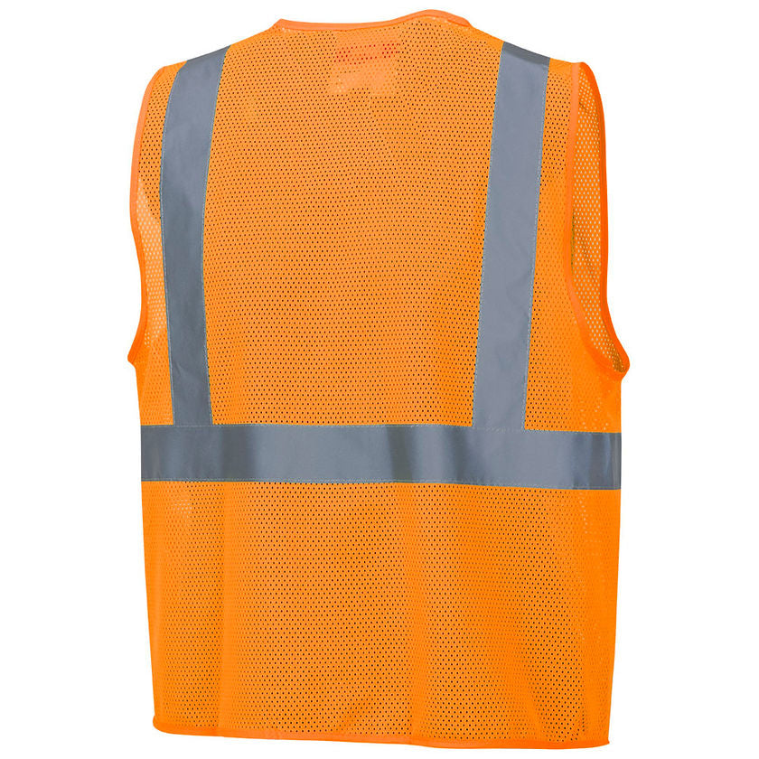 Mesh Safety Vest No Pockets Orange Back View Image