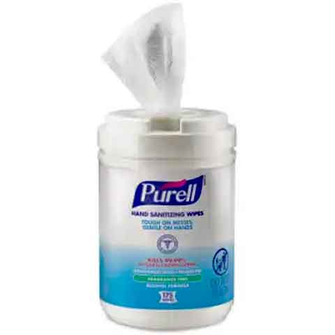 Purell Alcohol Formulation Sanitizing Wipes in a Canister