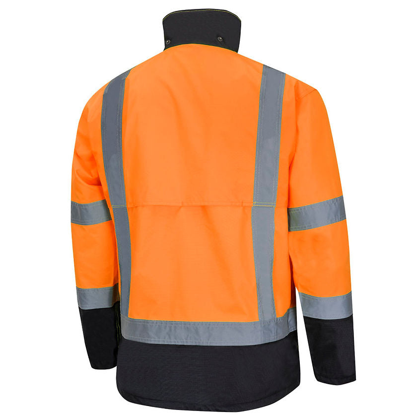 Ripstop Waterproof Rain Jacket Orange Back View Image