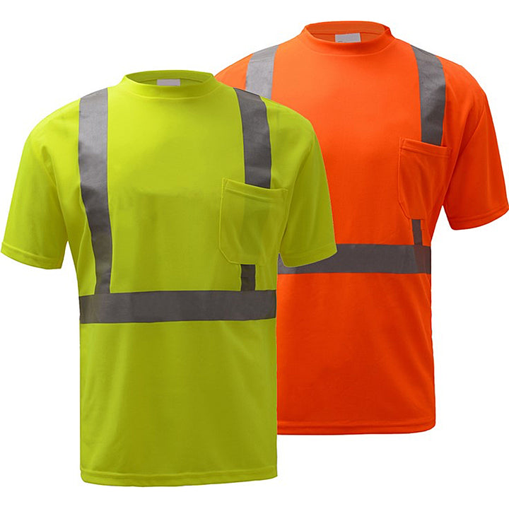 Standard Short Sleeve Safety T-Shirt With Silver Tape Class 2 in Lime and Orange Image