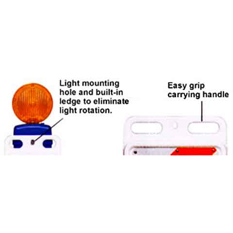 Step-N-Lock Vertical Panel Barricade Close-Up of Handle and Barricade Light Attachment Image