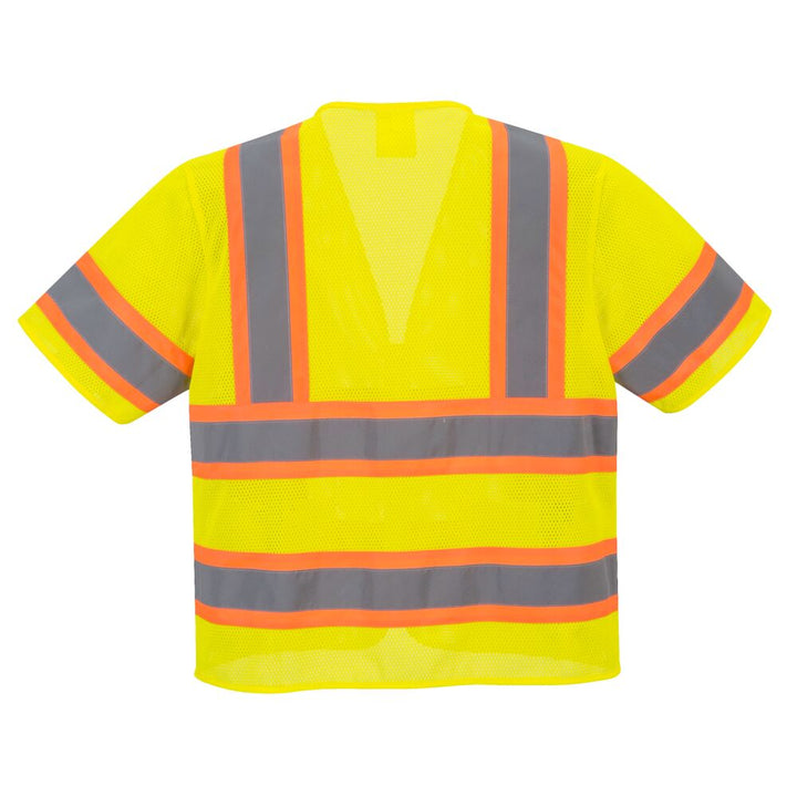 Vest-Port™ Augusta Hi-Vis Contrast Short Sleeve Executive Vest - Class 3 in Hi-Vis Yellow Back View Image