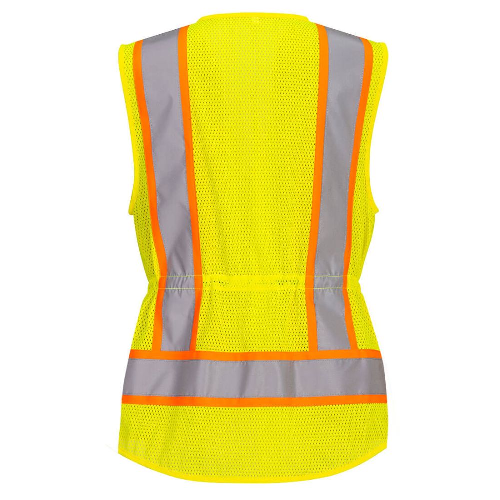 Vest-Port™ Hi-Vis Women's Executive Contrast Vest - Yellow Back View Image