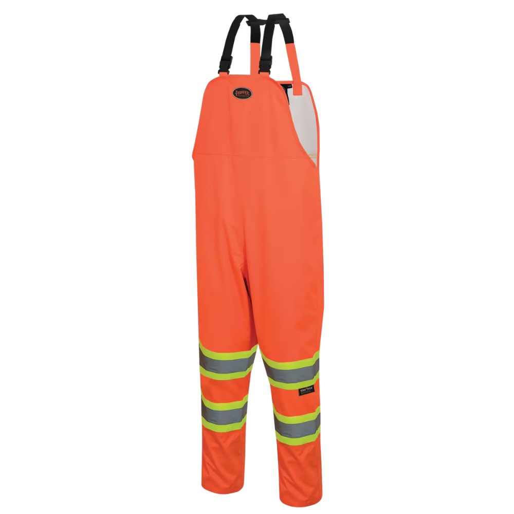 Waterproof Safety Bib Pants 300d Ripstop Orange Front View Image