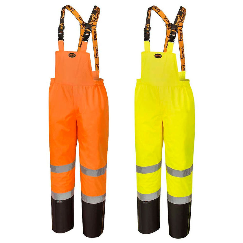 Waterproof Safety Bib Pants 300d Ripstop Orange Yellow Green Front View Image