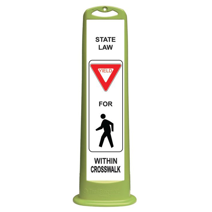 Pedestrian Crosswalk Barricades Lime Green with Hi Sheeting State Law Yield for Pedestrian Within Crosswalk and Universal Pedestrian Legend Detail Image 1