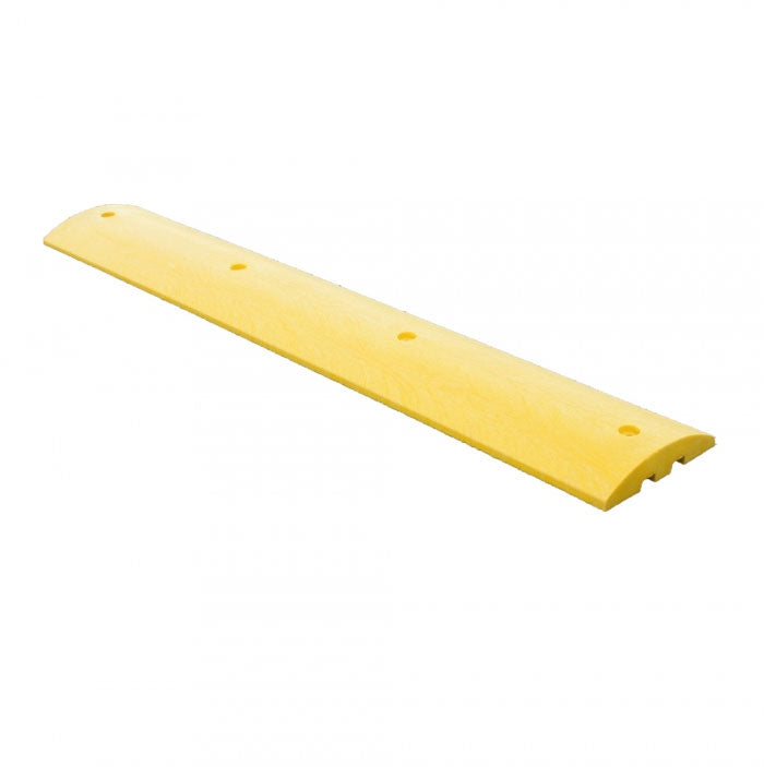 Deluxe Plastic Speed Bump with channels Rounded Top in Yellow Six Feet Long with Four Holes Image