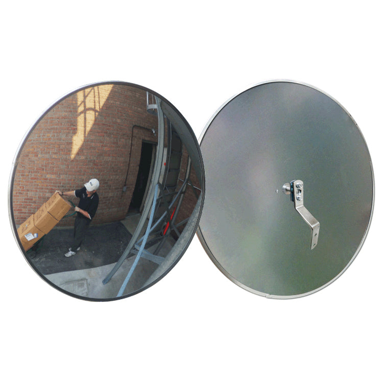 Circular Convex Safety Mirror Outdoor Acrylic Lens - Galvanized Back With Z Bracket Image