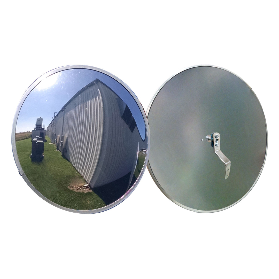 Circular Convex Safety Mirror Outdoor Polycarbonate Lens - Galvanized Back With Z Bracket Image