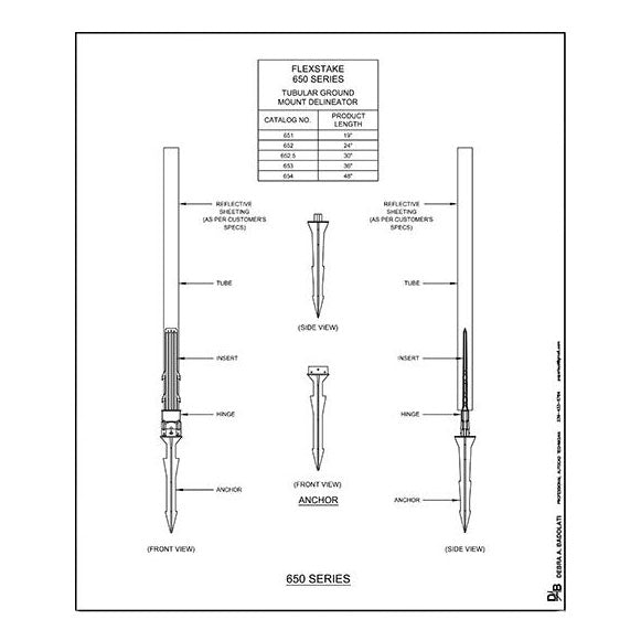 Flexstake HD 650 Series Tubular Soil Anchor Delineators Specification Sheet Image