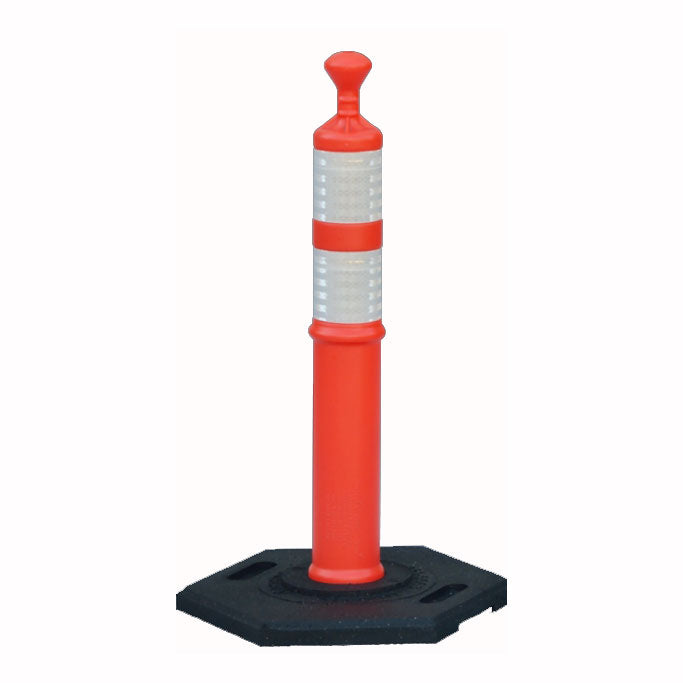 Grabber Tube Delineator Orange with Two 4 inch Reflective Bands and Base Image