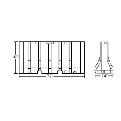 Heavy Duty Barricade 42 in. (T) x 72 in. (L) x 24 in. (W) Diagram Image