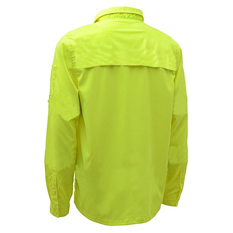 Lightweight Shirt With Rip Stop Bottom and SPF 50+ NON-ANSI in Lime Back View Image