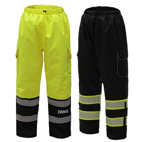 ONYX Safety Pants With Teflon Coating - Class E Lime or Black Front View Image