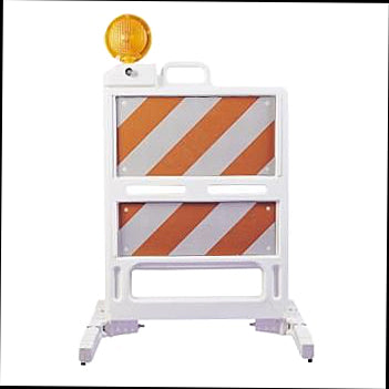 Safetycade Barricade with Panels and Striped Sheeting Optional Barricade Light Image