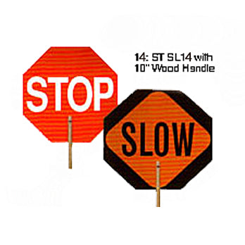 Safety Paddle Sign Stop/Slow 14 in. with 10 in. (L) Wooden Handle Image