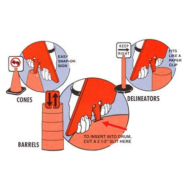 Standard Horizontal Snap-On Traffic Cone Signs - 12.5 in. (W) x 10.5 in. (L)