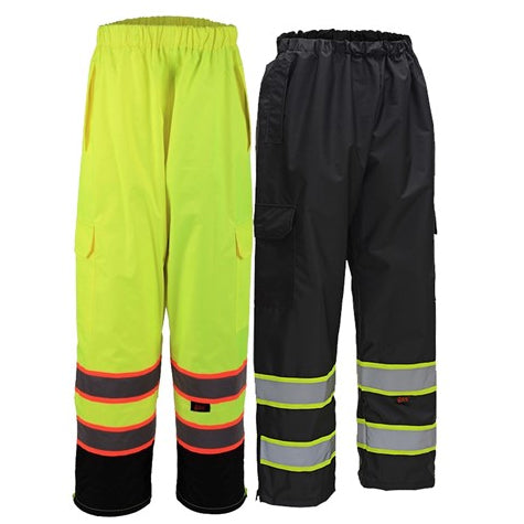 Two Tone Rain Pants Class E in Lime or Black Front View Image