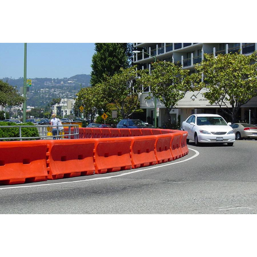 Water Wall Water Filled Barriers in Orange In Use on Road Image